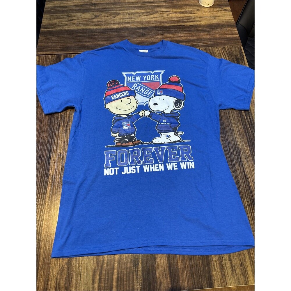 New York Rangers NHL x Peanuts T-Shirt Hockey Cotton Blue Large